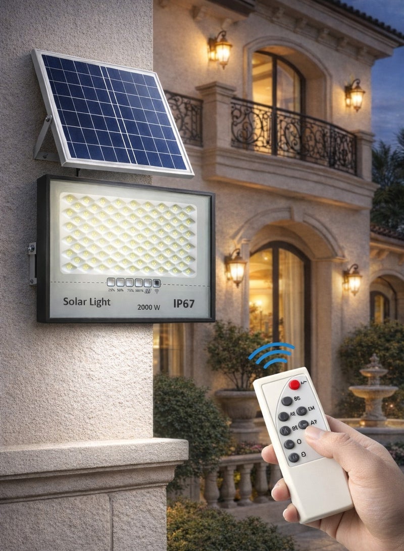 AL THURAYAT High-brightness solar floodlight with independent panel, waterproof solar lamp 2000W with high power and wide illumination that easily covers larger areas, the ideal solution for lighting gardens and entrances. - Image 2